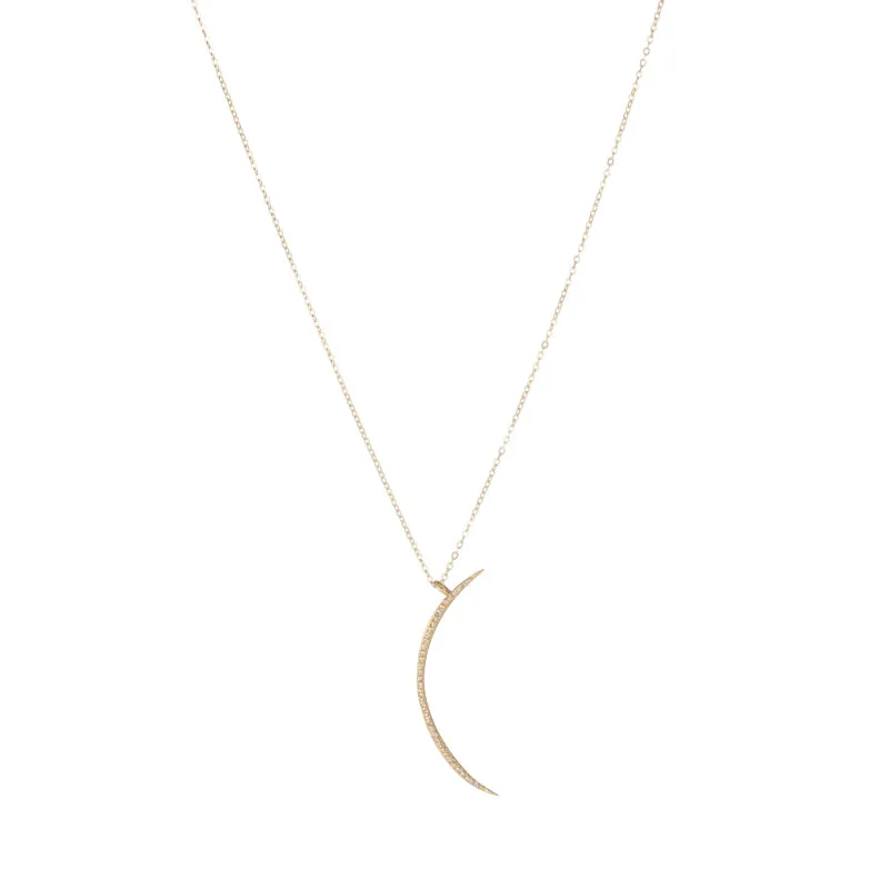 Brooklyn Diamond Pavé Elongated Moon Necklace