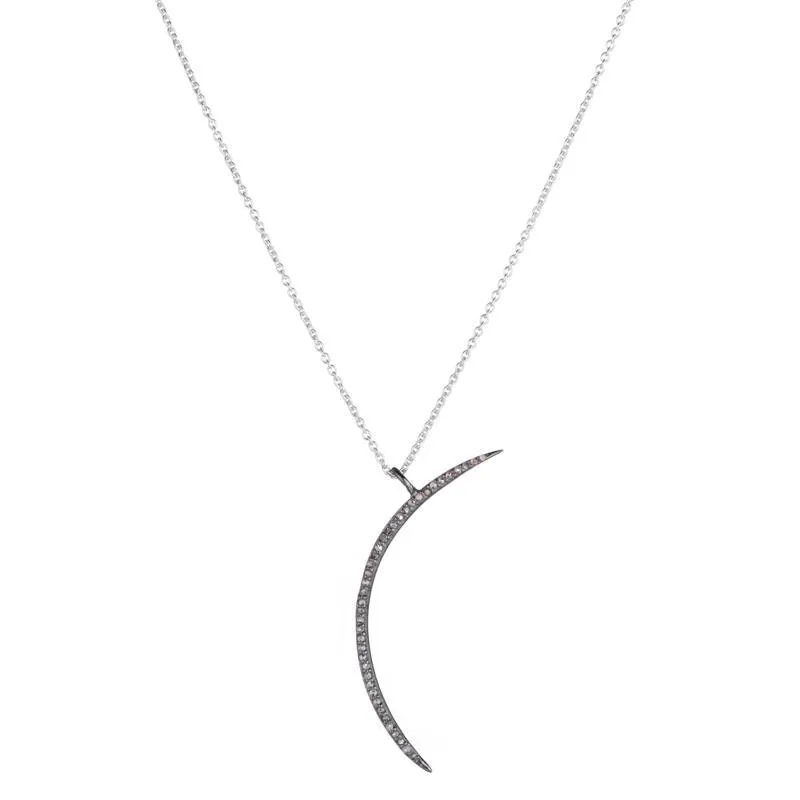 Brooklyn Diamond Pavé Elongated Moon Necklace