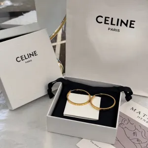 CELINE PARIS Gold Large Ring Earrings EHC123