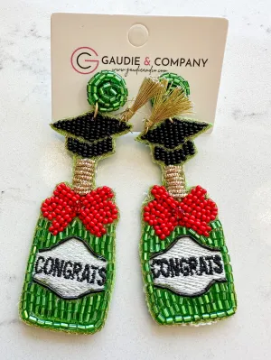 Congrats Champagne Grad Dangle Earring