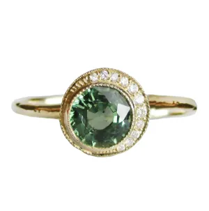 Crescent Green Sapphire Ring