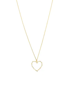 Cut Out Heart Baguette Necklace