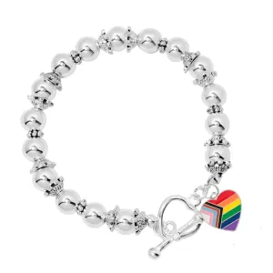 Daniel Quasar Flag Heart Charm Beaded Bracelets