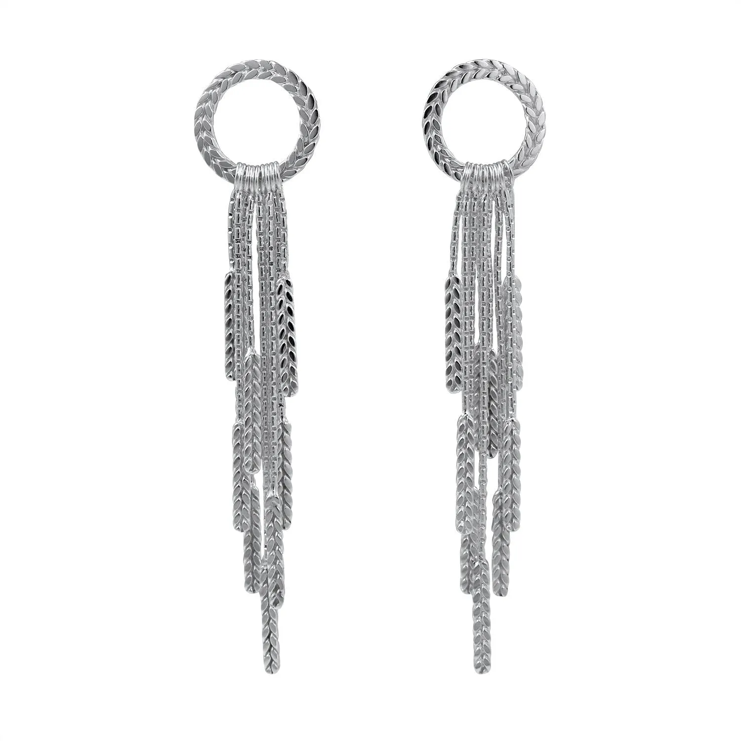 Demeter Large Tassel Earrings Silver