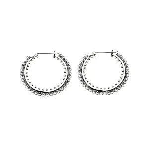 Dharmachakra Grand Sterling Silver Hoop Earring