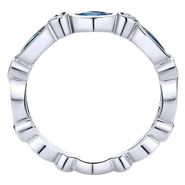 Diamond And Marquise Sapphire Stackable Ring 14K White Gold