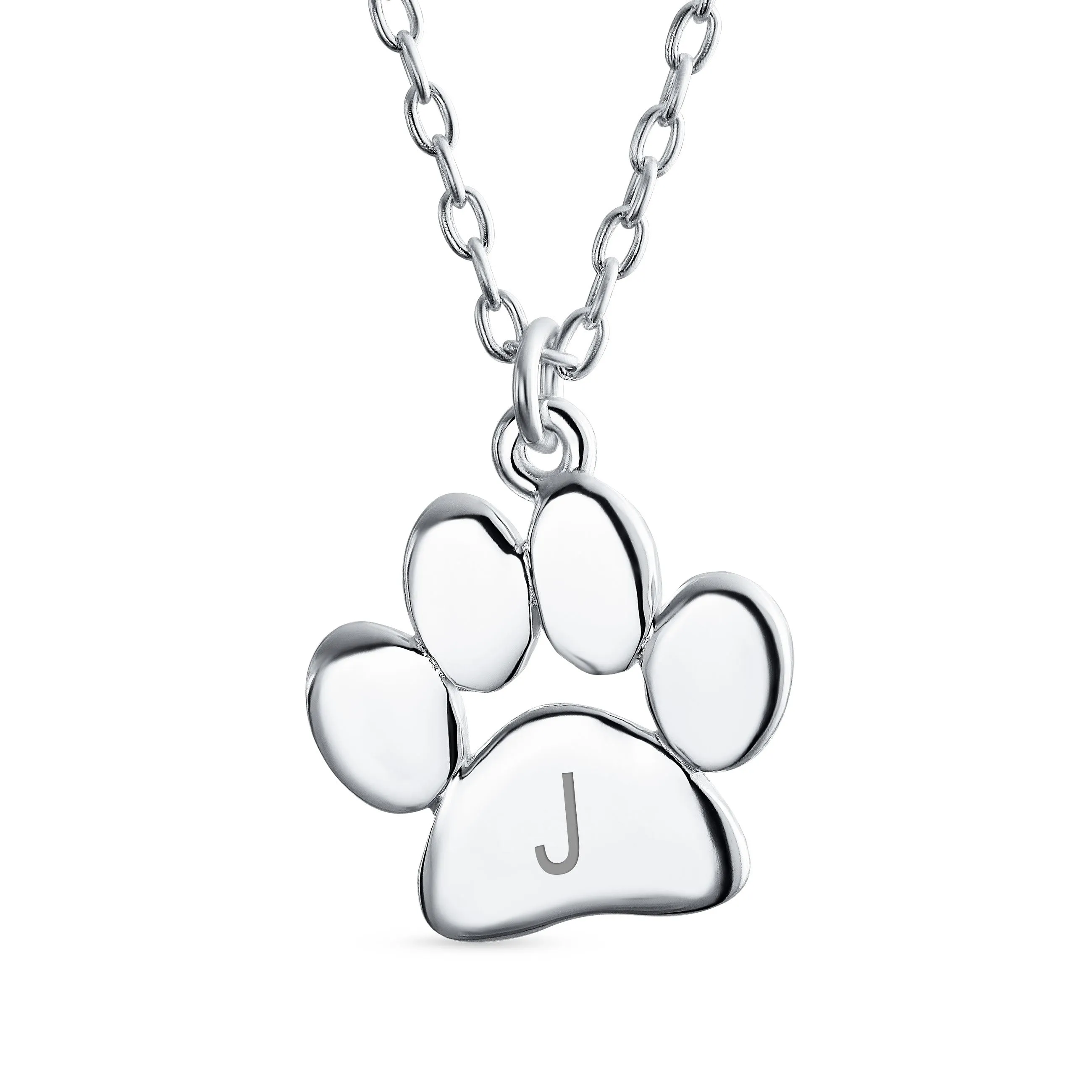 Dog Cat Kitten Puppy Paw Print Pendant Necklace Rose Gold Silver