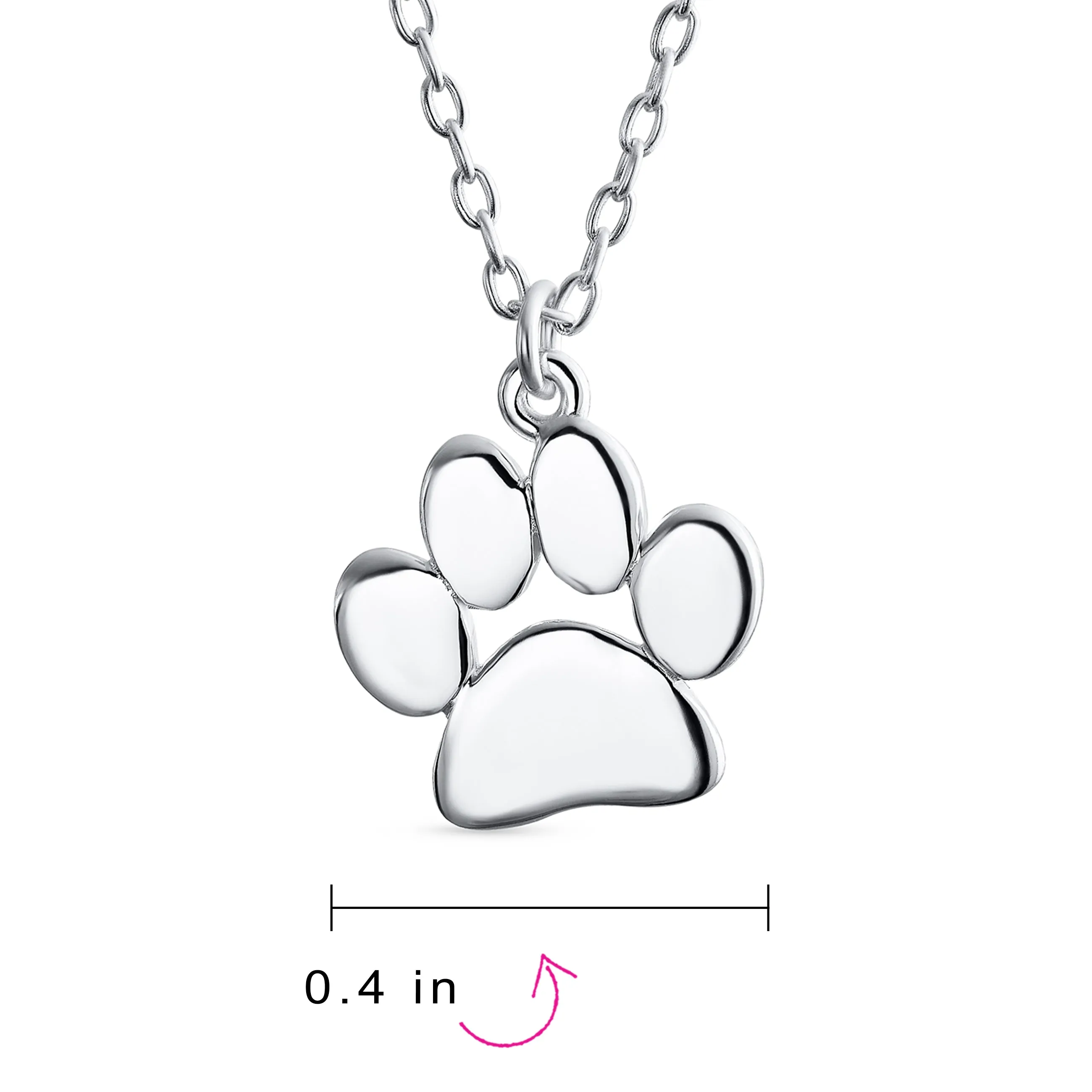 Dog Cat Kitten Puppy Paw Print Pendant Necklace Rose Gold Silver