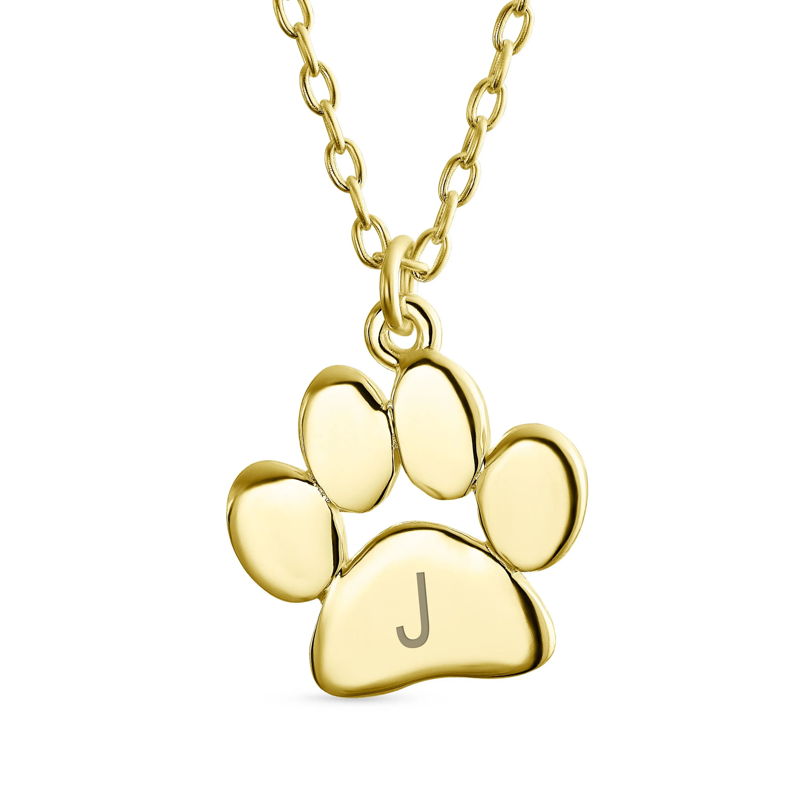 Dog Cat Kitten Puppy Paw Print Pendant Necklace Rose Gold Silver