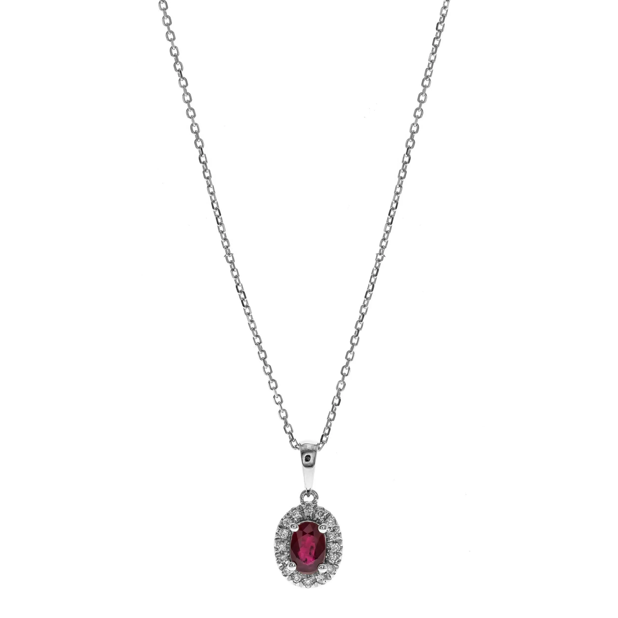 Eden 10K White Gold Oval-Cut Mozambique Ruby Pendant