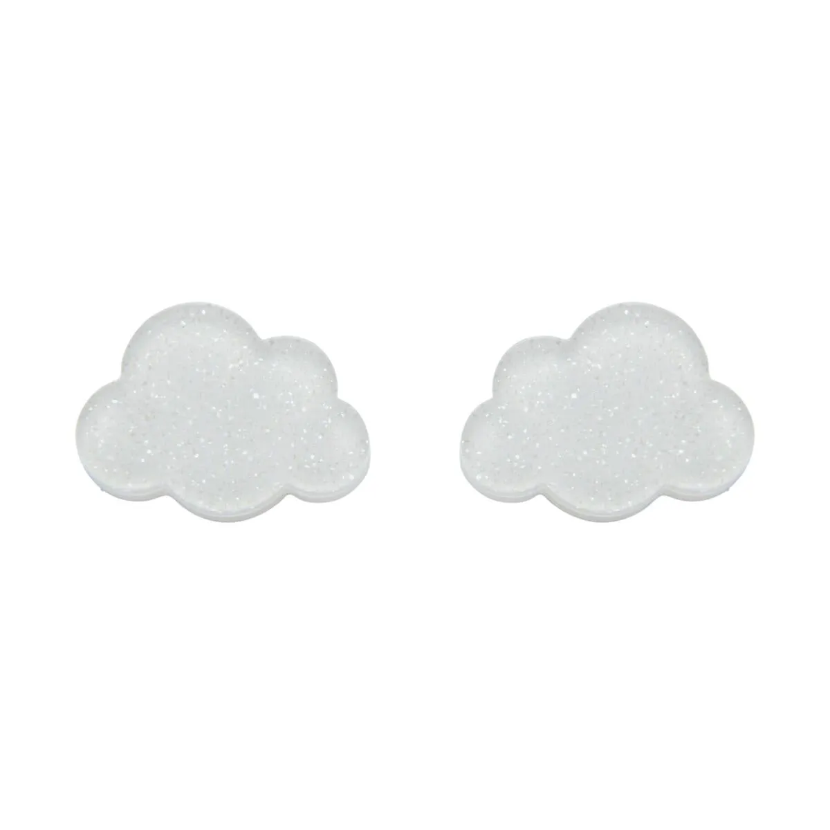 Essentials Cloud Post Earrings - White Glitter