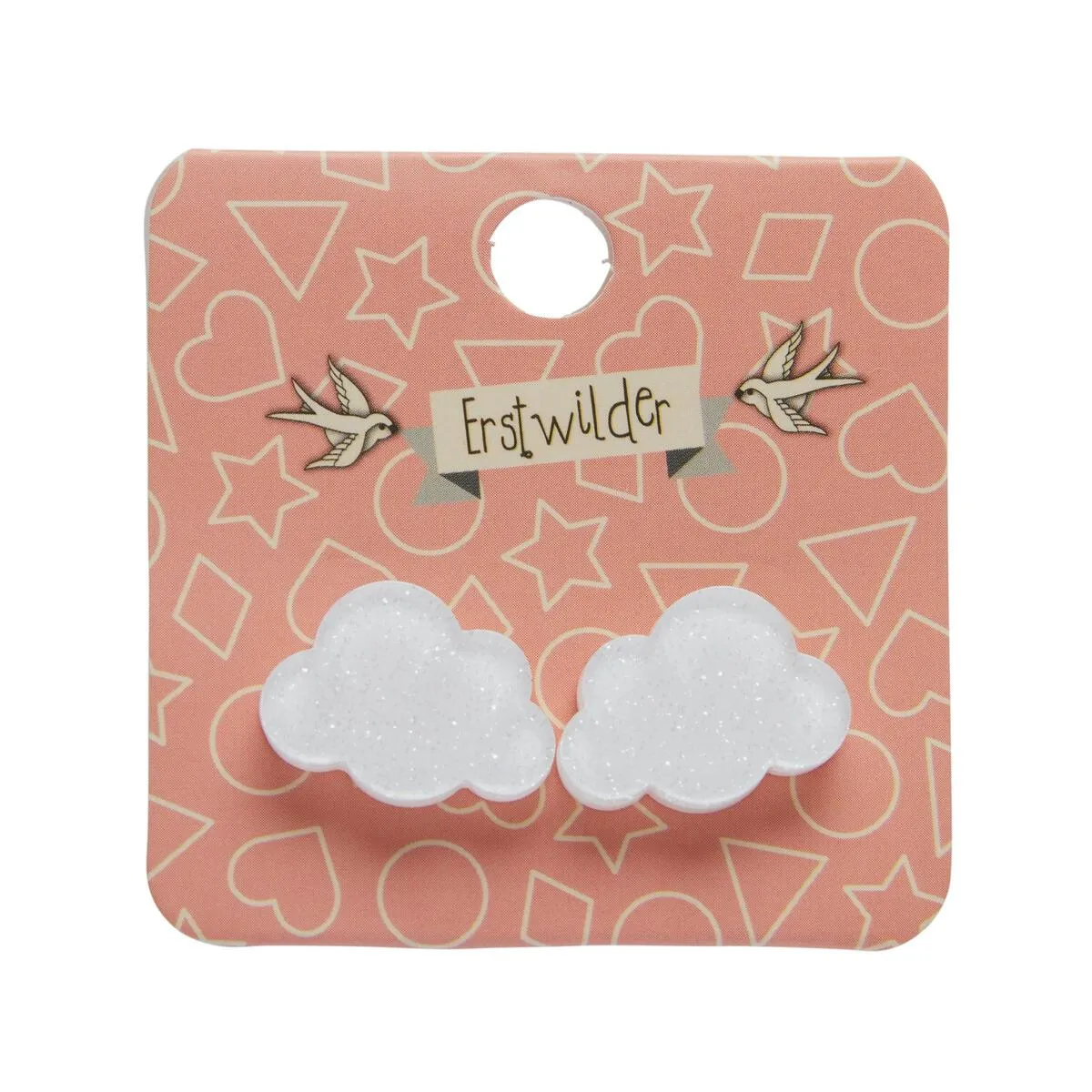 Essentials Cloud Post Earrings - White Glitter