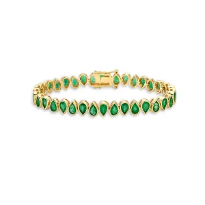 Fancy Pear Shape Emerald Bracelet (12.80 ct.) in 14K Gold