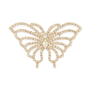 Fashion Butterfly Pin with Crystals Gold Tone