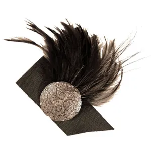 Feather Brooch - Silver & Black