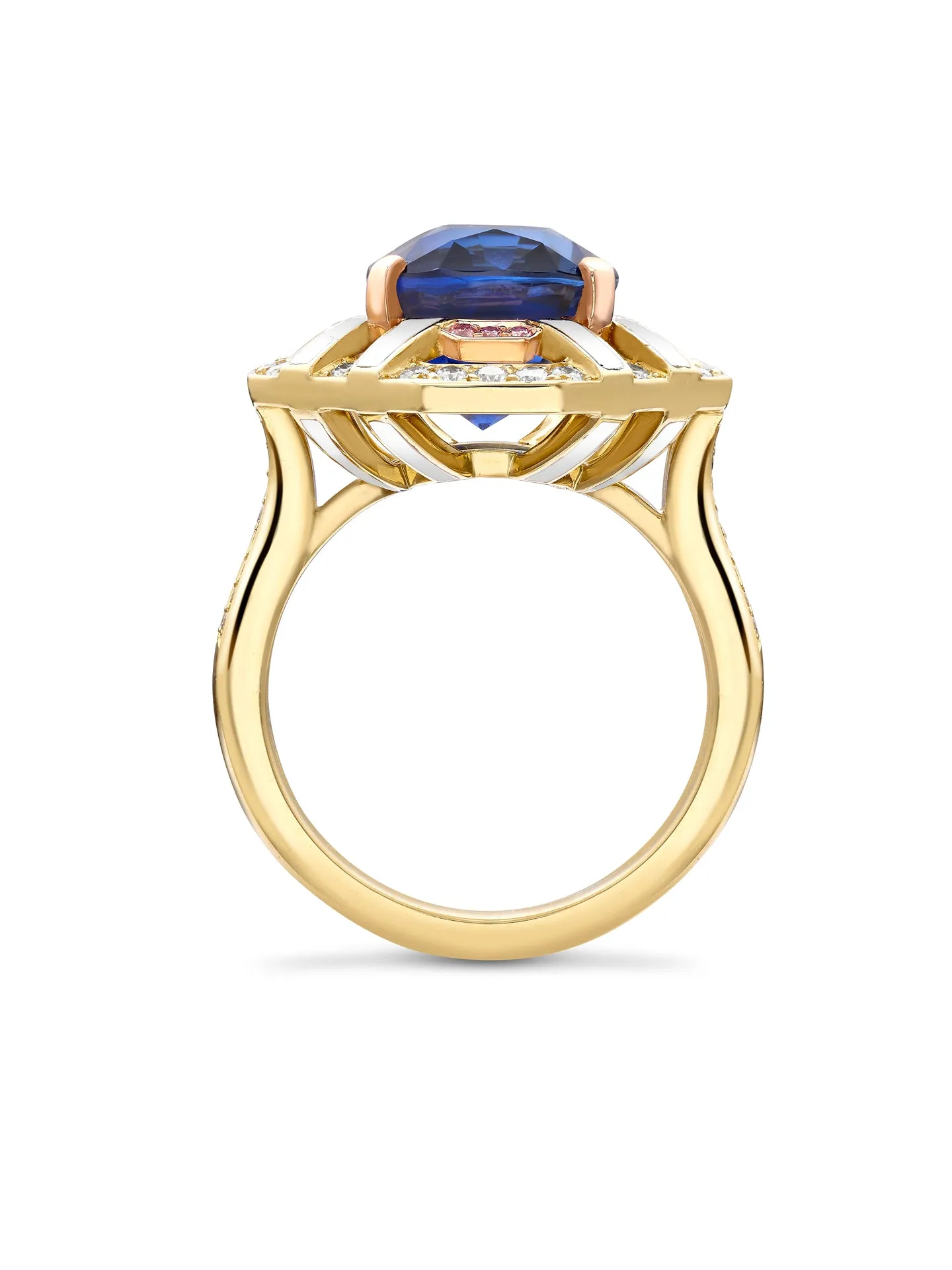 Fifth Avenue Cushion Sapphire Yellow Gold Ring