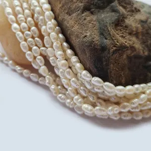 Freshwater, Pear, Real, Pearl, Sold, Per, Line, about,  72 Beads, String, Oval Natural, Color Size, Approximately 4x5mm