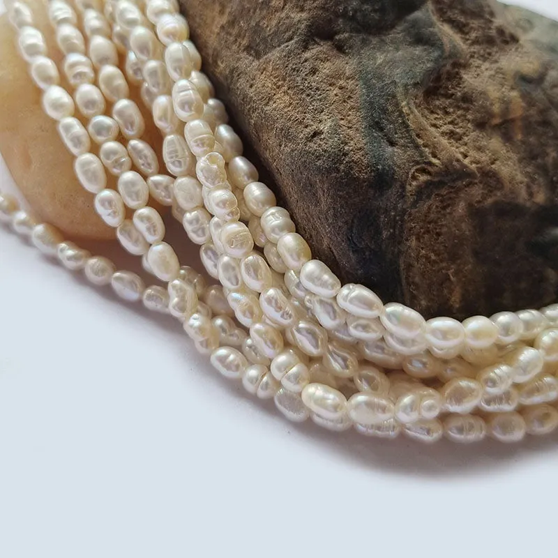 Freshwater, Pear, Real, Pearl, Sold, Per, Line, about,  72 Beads, String, Oval Natural, Color Size, Approximately 4x5mm