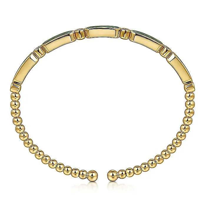 Gabriel & Co. Yellow Gold Bangle Malachite & Diamond Bracelet