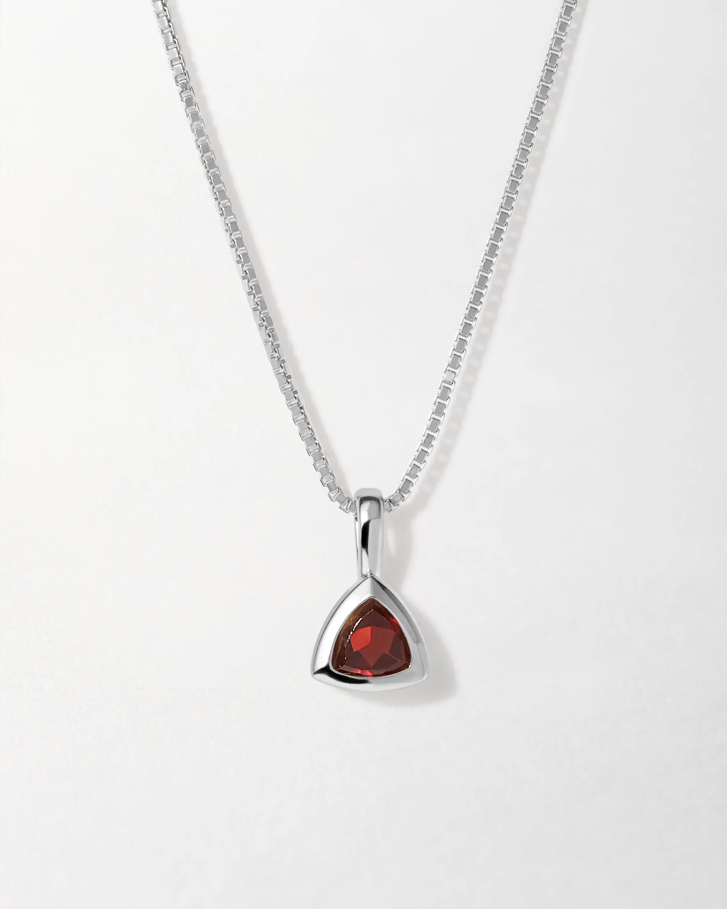 Garnet January Birthstone Necklace - Silver