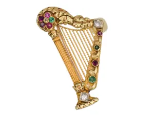 Georgian Acrostic Regard Harp Brooch