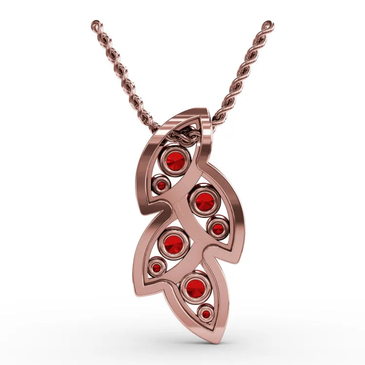 Glam Galore Ruby and Diamond Leaf Pendant