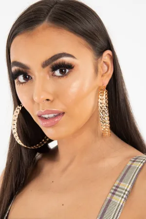 Gold Chain Large Chunky Hoop Earrings - Launa