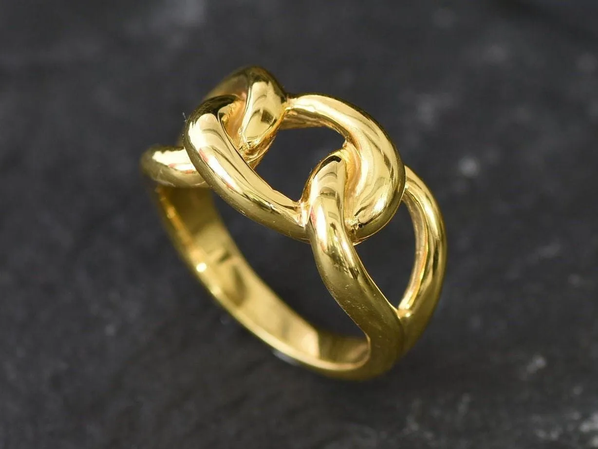 Gold Chain Ring - Statement Gold Band - Minimalist Chain Ring