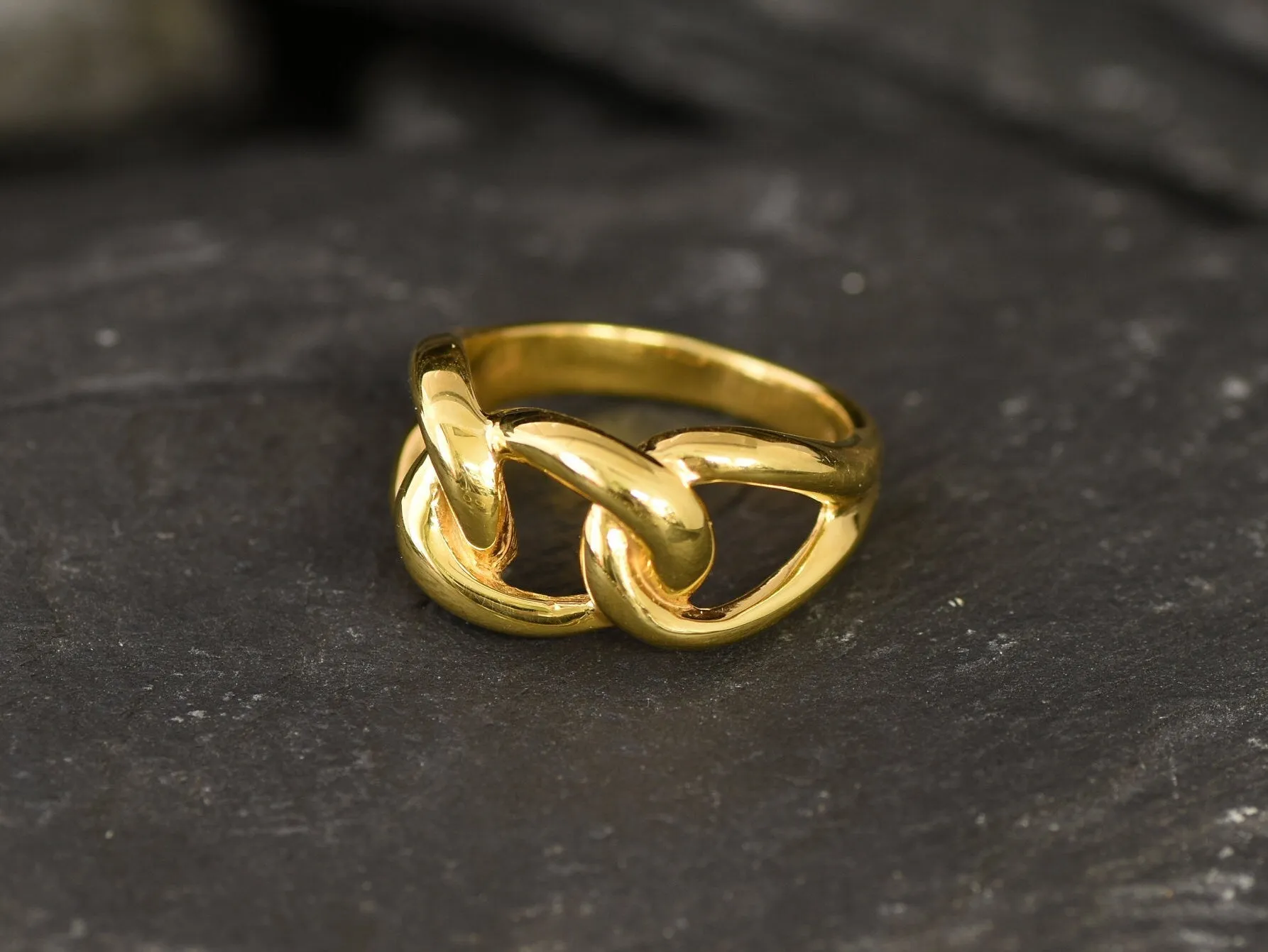 Gold Chain Ring - Statement Gold Band - Minimalist Chain Ring