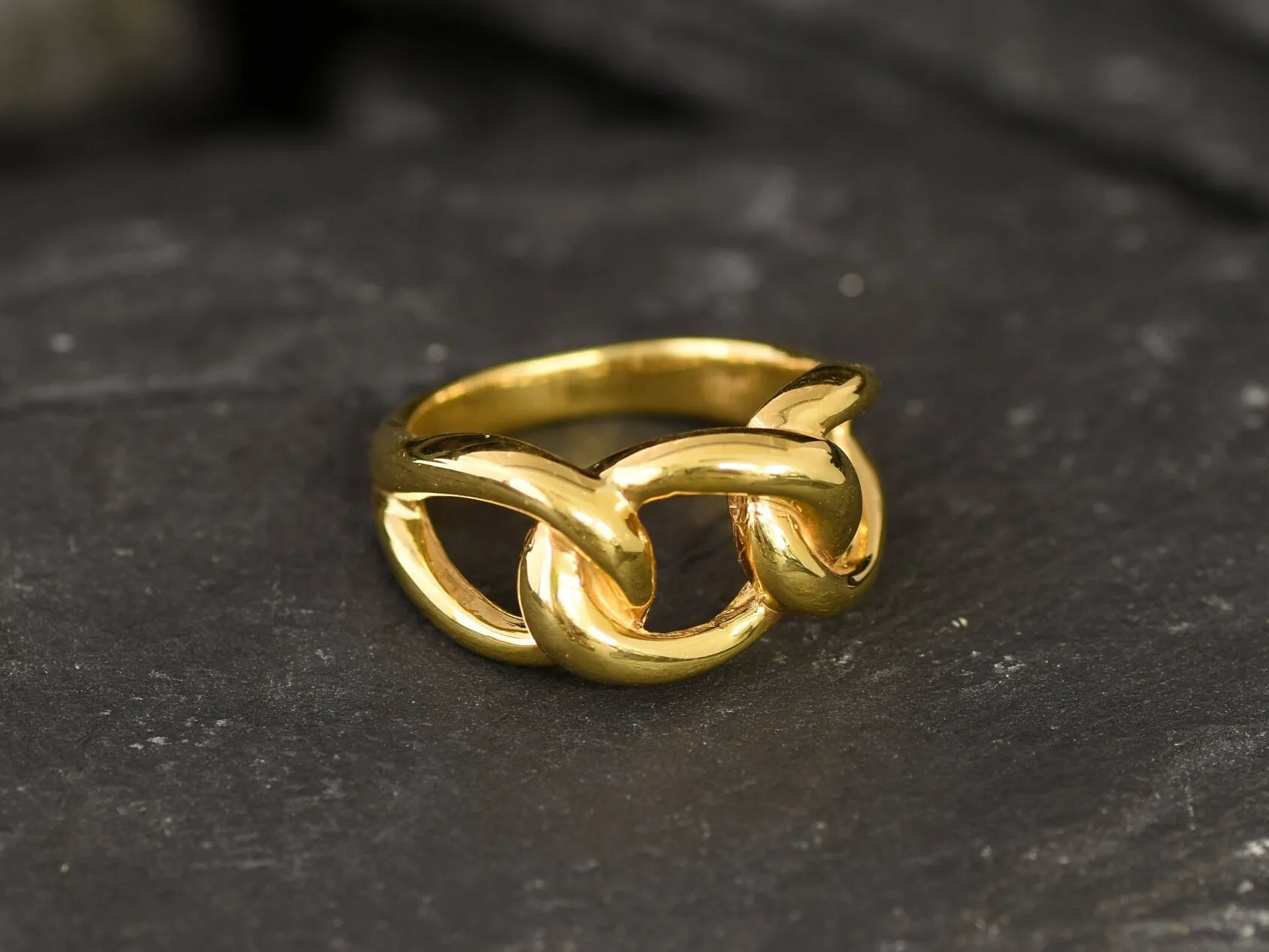 Gold Chain Ring - Statement Gold Band - Minimalist Chain Ring