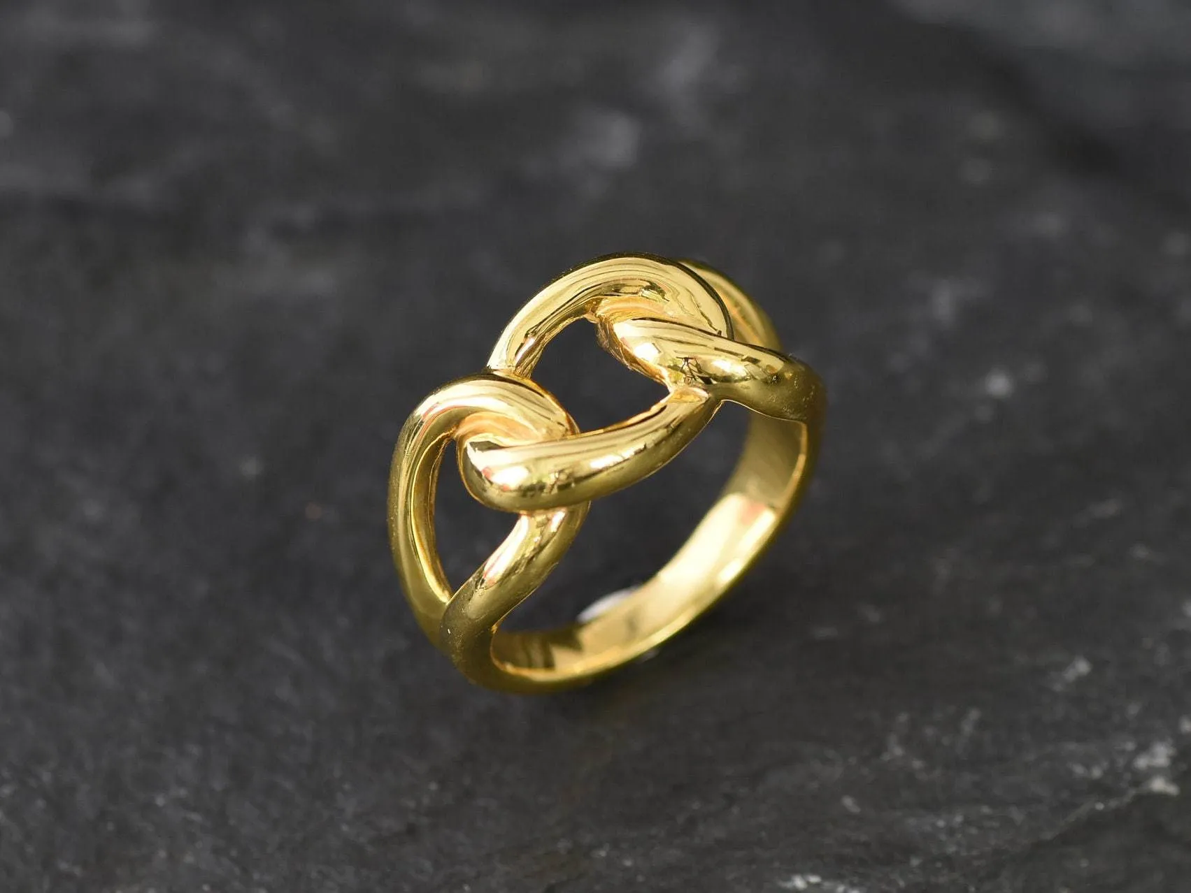 Gold Chain Ring - Statement Gold Band - Minimalist Chain Ring