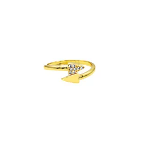 Gold Cubic Zirconia Arrow Adjustable Ring