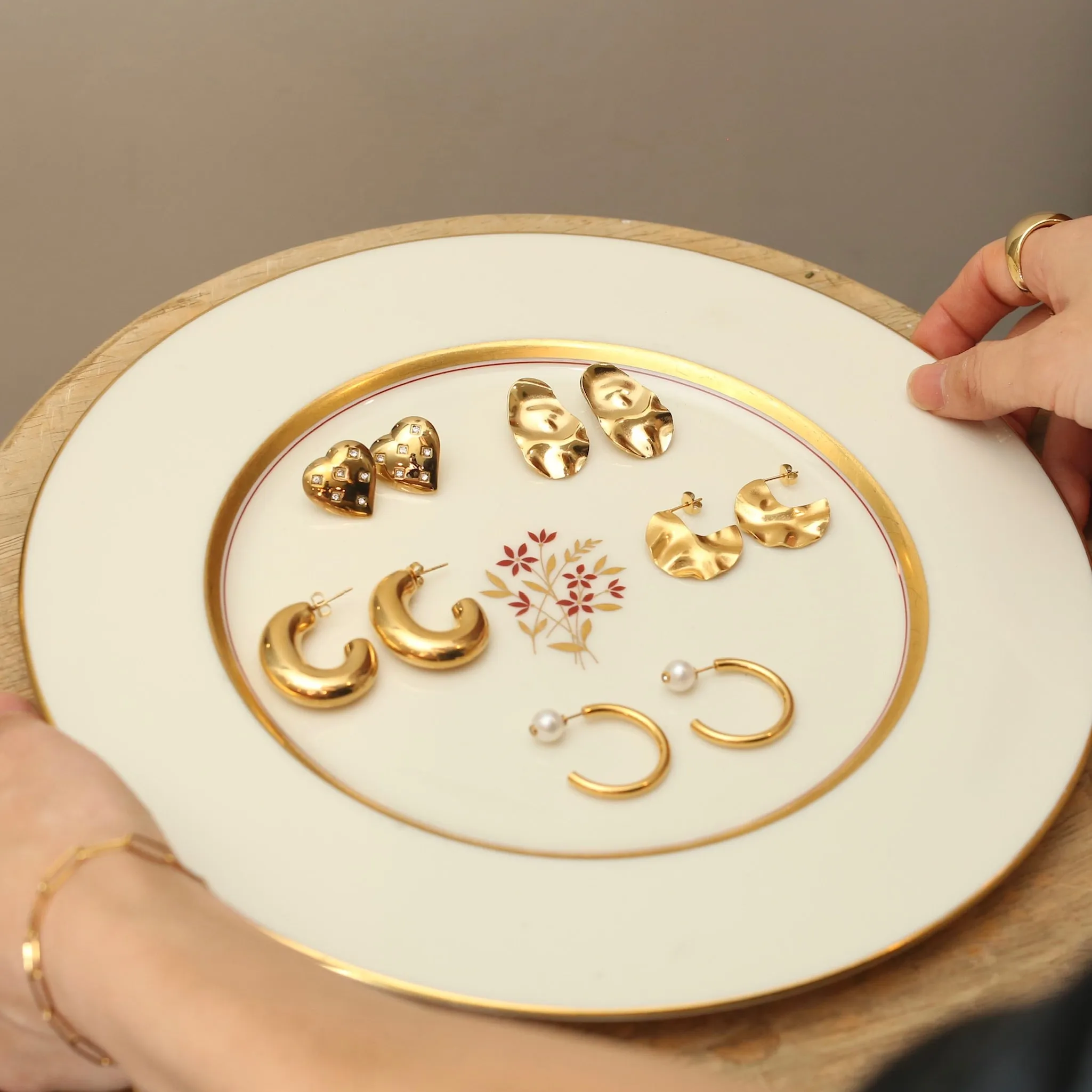 Gold Foil Large Circle Earrings