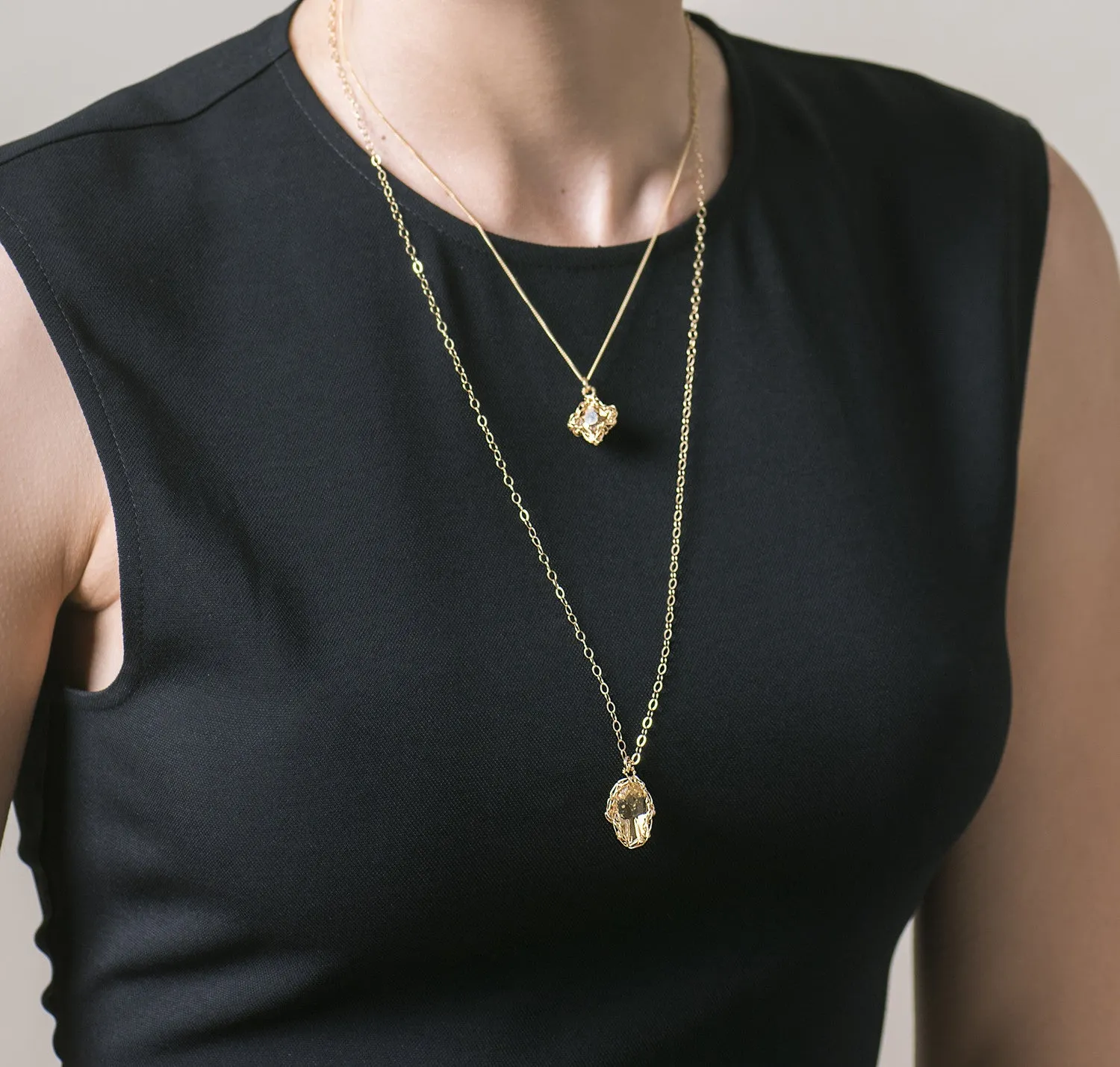 Gold Hamsa and Cross Layering Necklace, Swarovski pendants , Can be worn separately