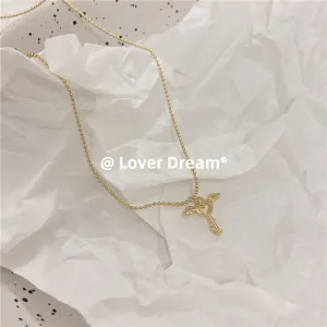 Gold-Plated Key Pendant Necklace with Wing Accents – Dainty and Symbolic Jewelry-jltn0513