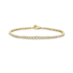 HalfWay Graduated Diamond Tennis Bracelet (0.80 ct.) Bezel Set in 14K Gold