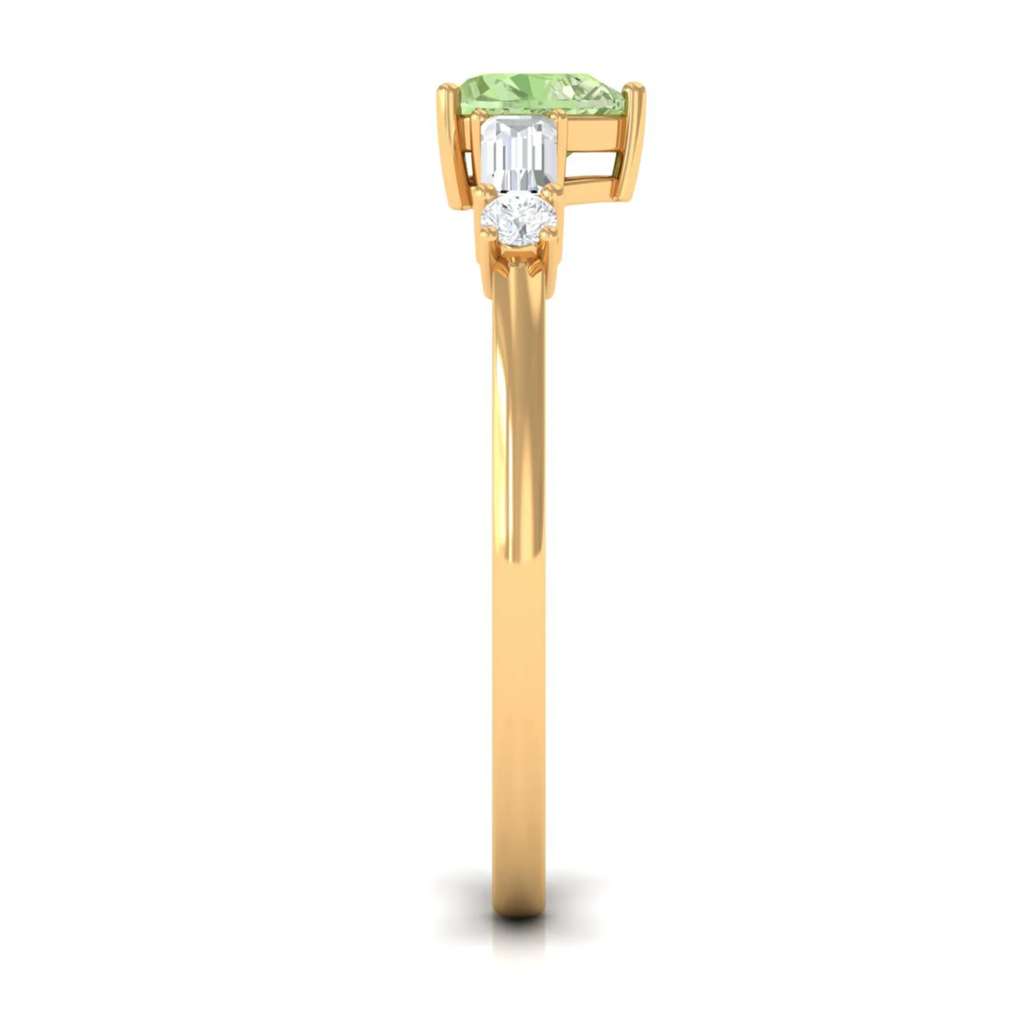 Heart Shape Green Sapphire Solitaire Promise Ring with Diamond