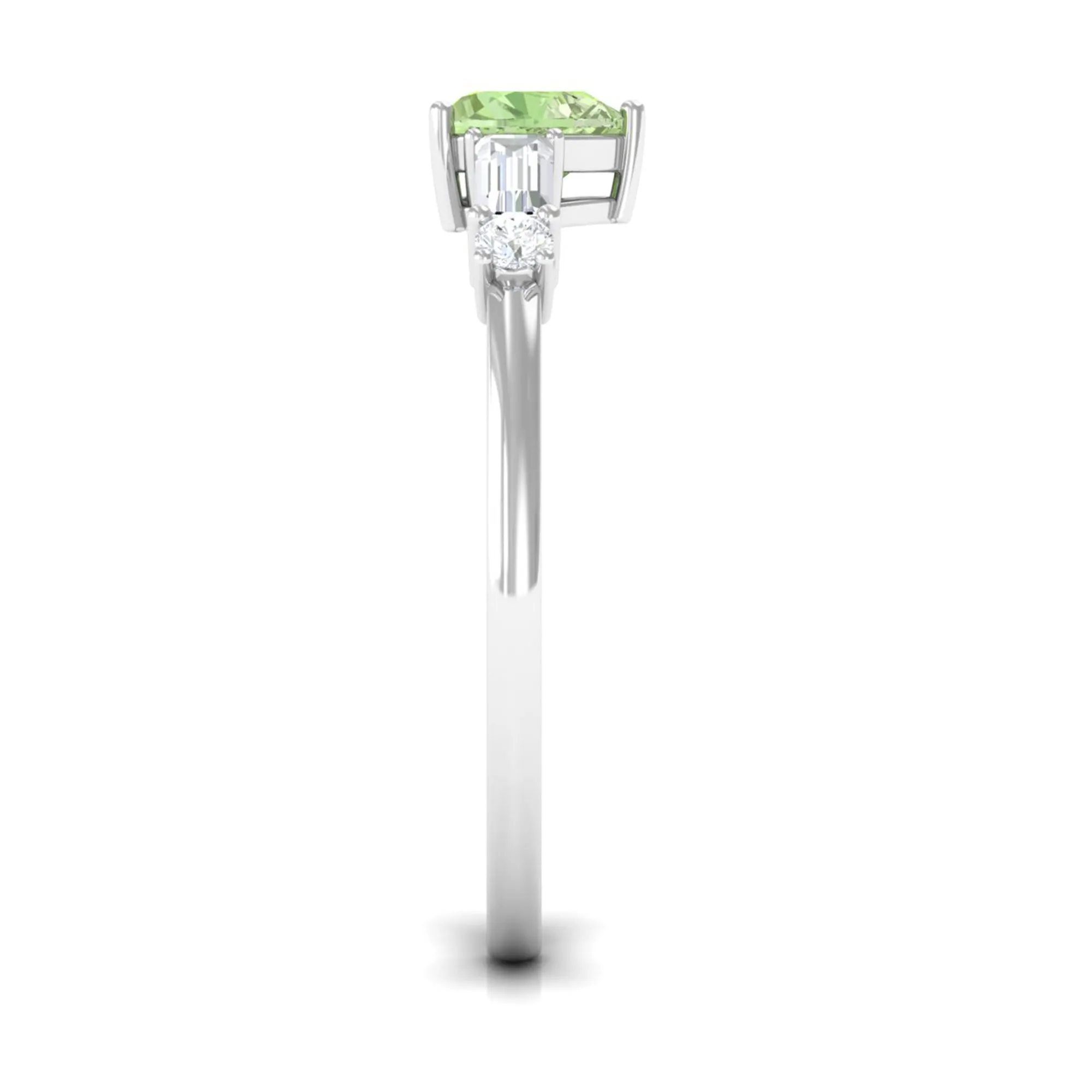 Heart Shape Green Sapphire Solitaire Promise Ring with Diamond