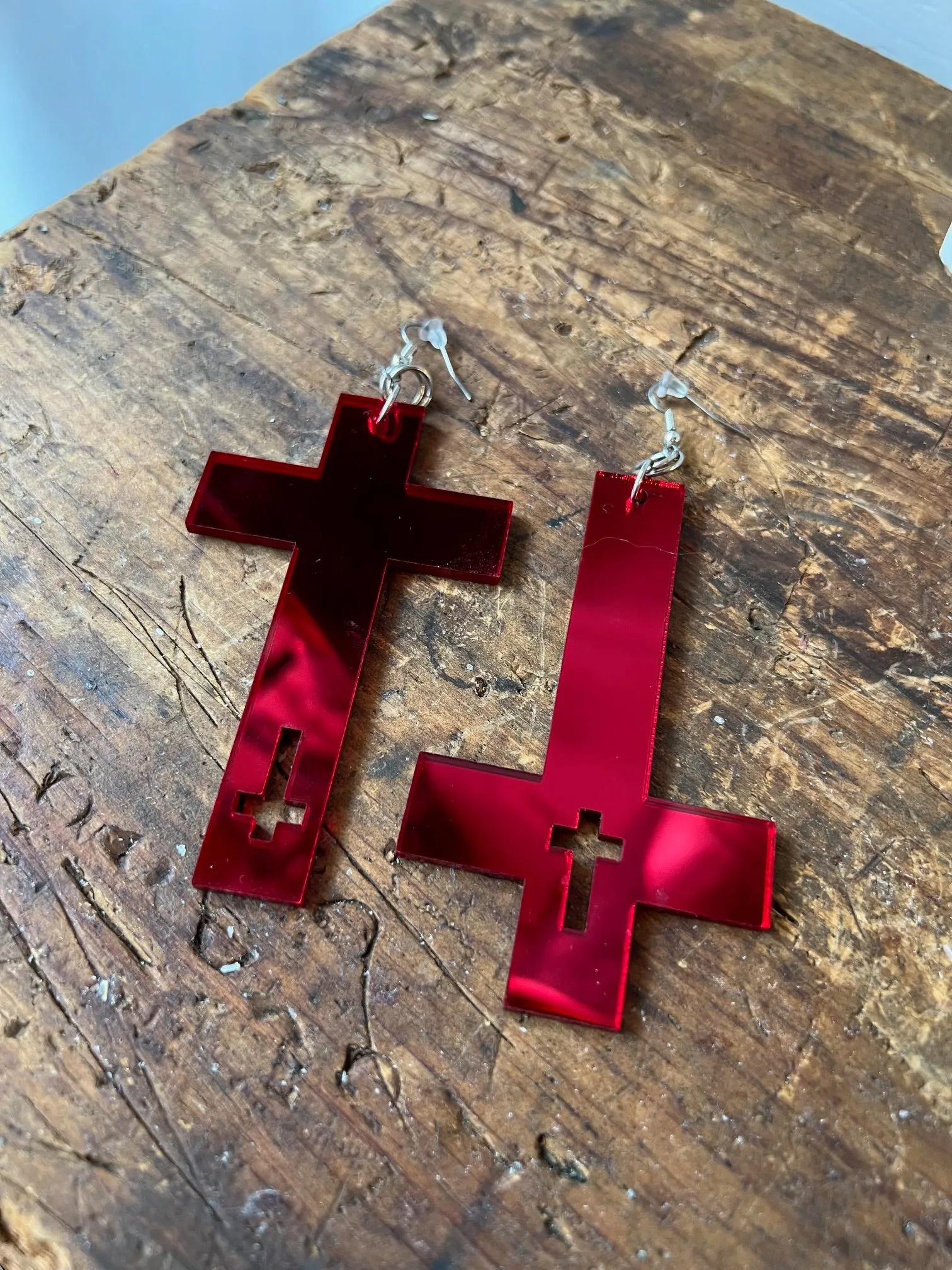 Heartless Revival Large Cross Earrings