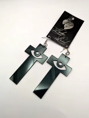 Heartless Revival Large Cross Earrings