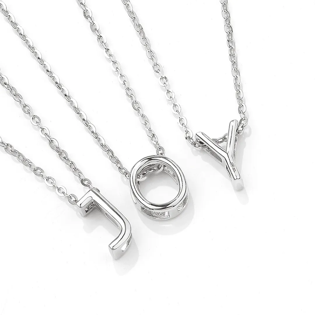 Initial Slider Necklace in Sterling Silver