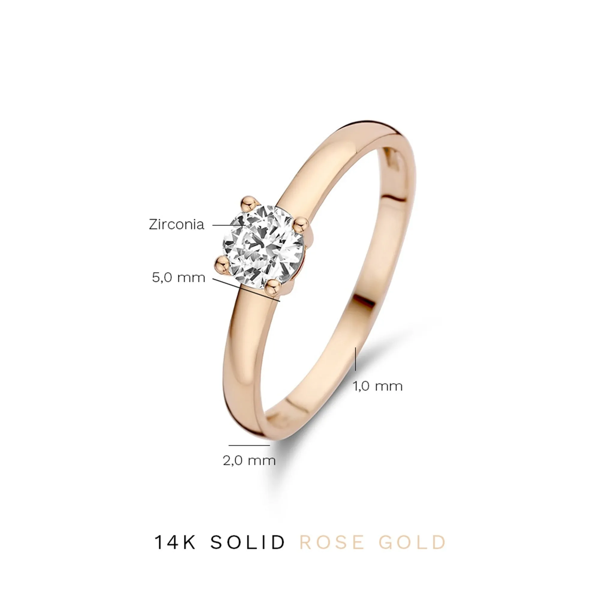 La Concorde Soleil 14 karat rose gold ring with zirconia stone