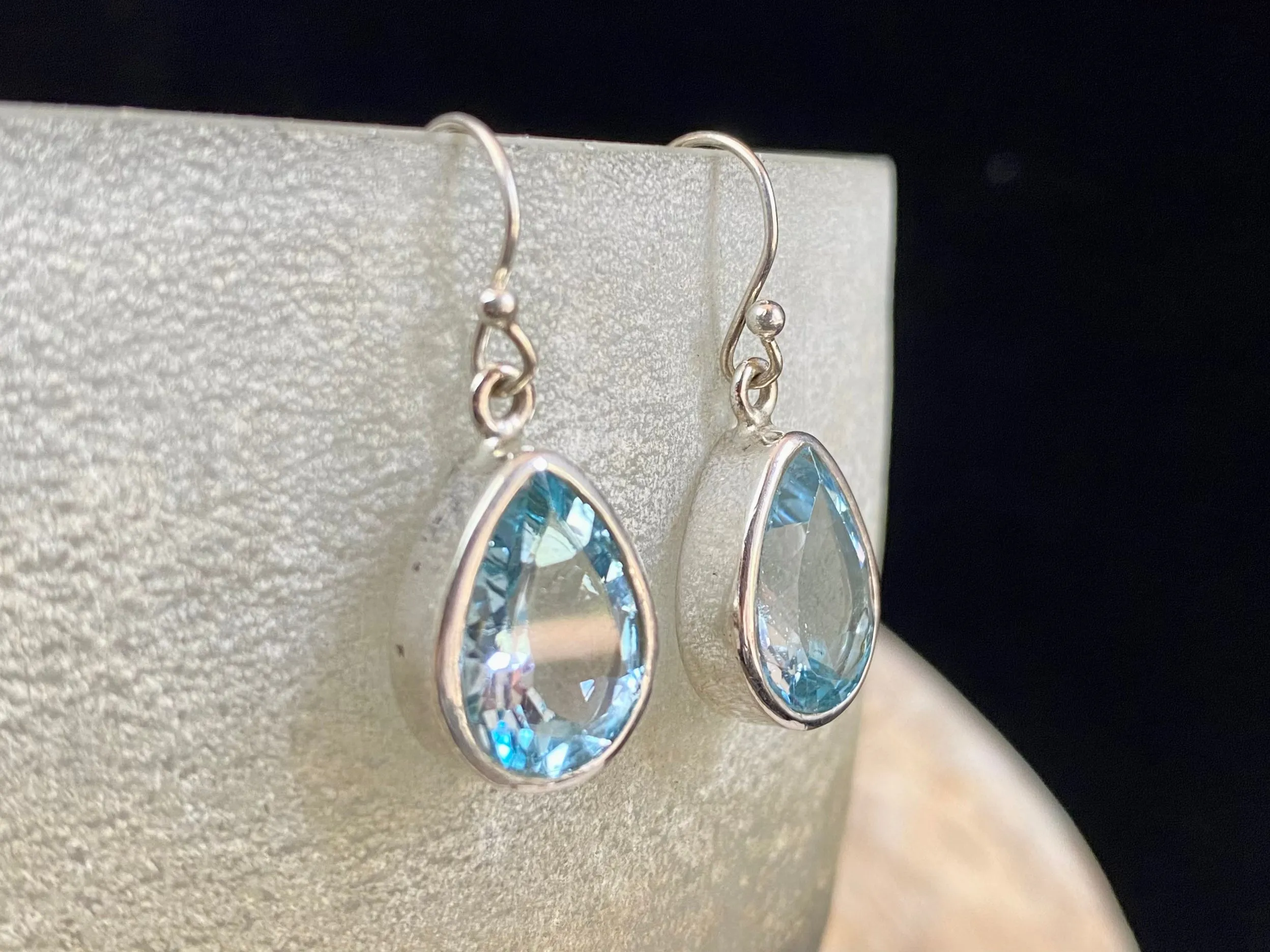 Large Blue Topaz Earrings