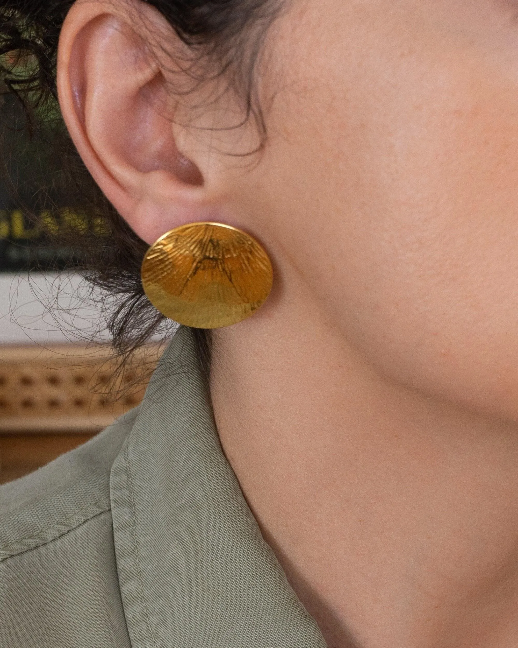 Large Gold Disc Earrings