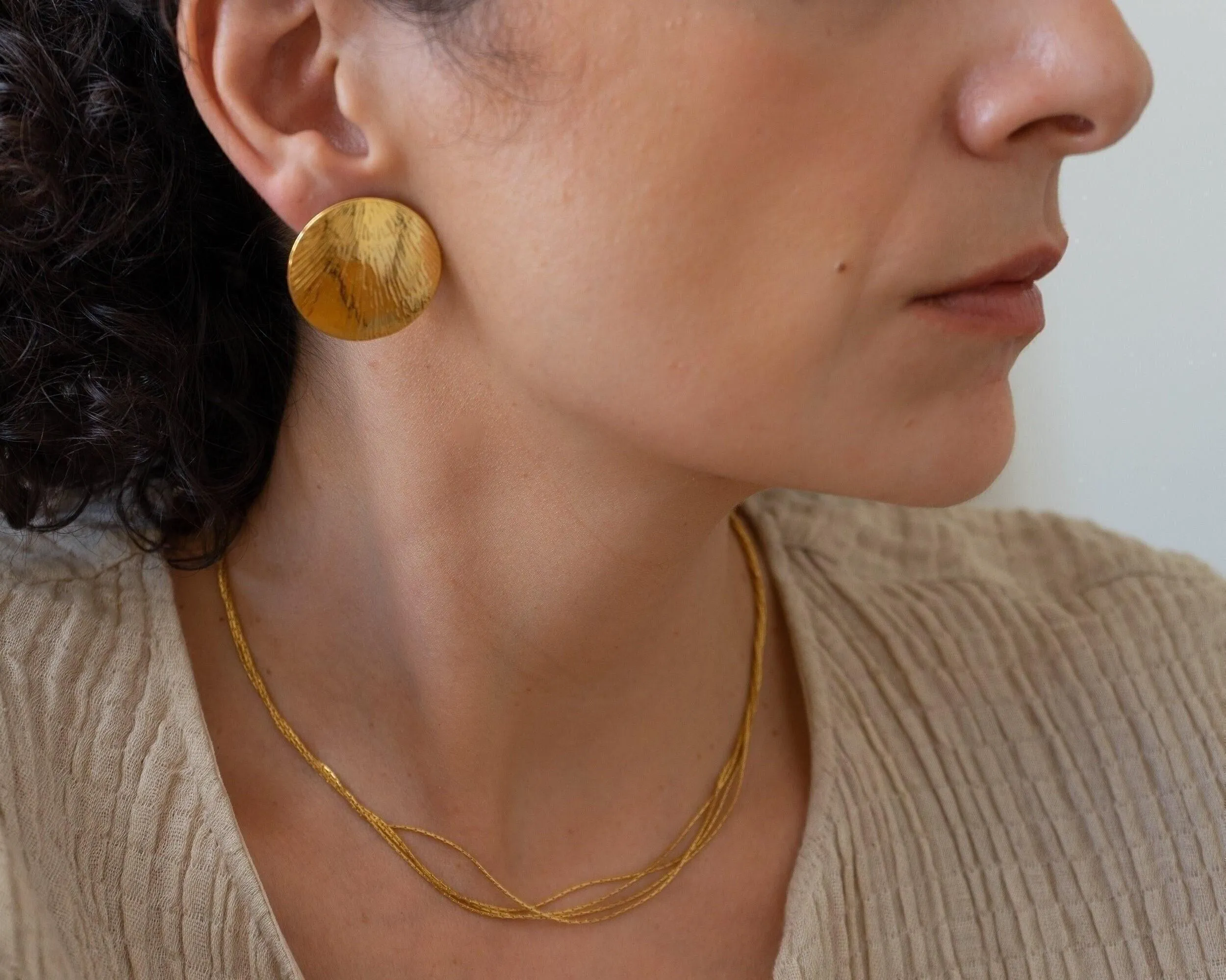 Large Gold Disc Earrings