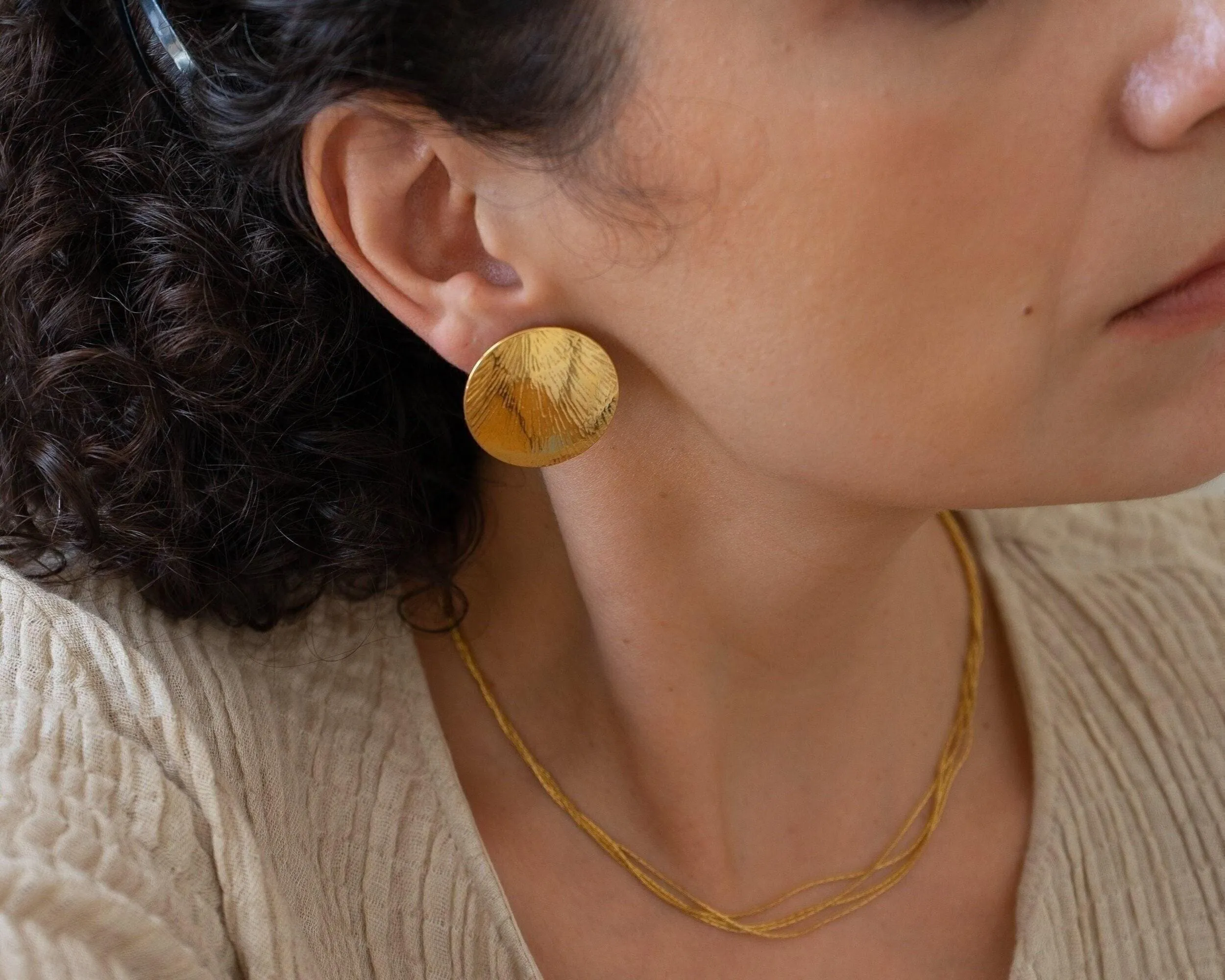 Large Gold Disc Earrings