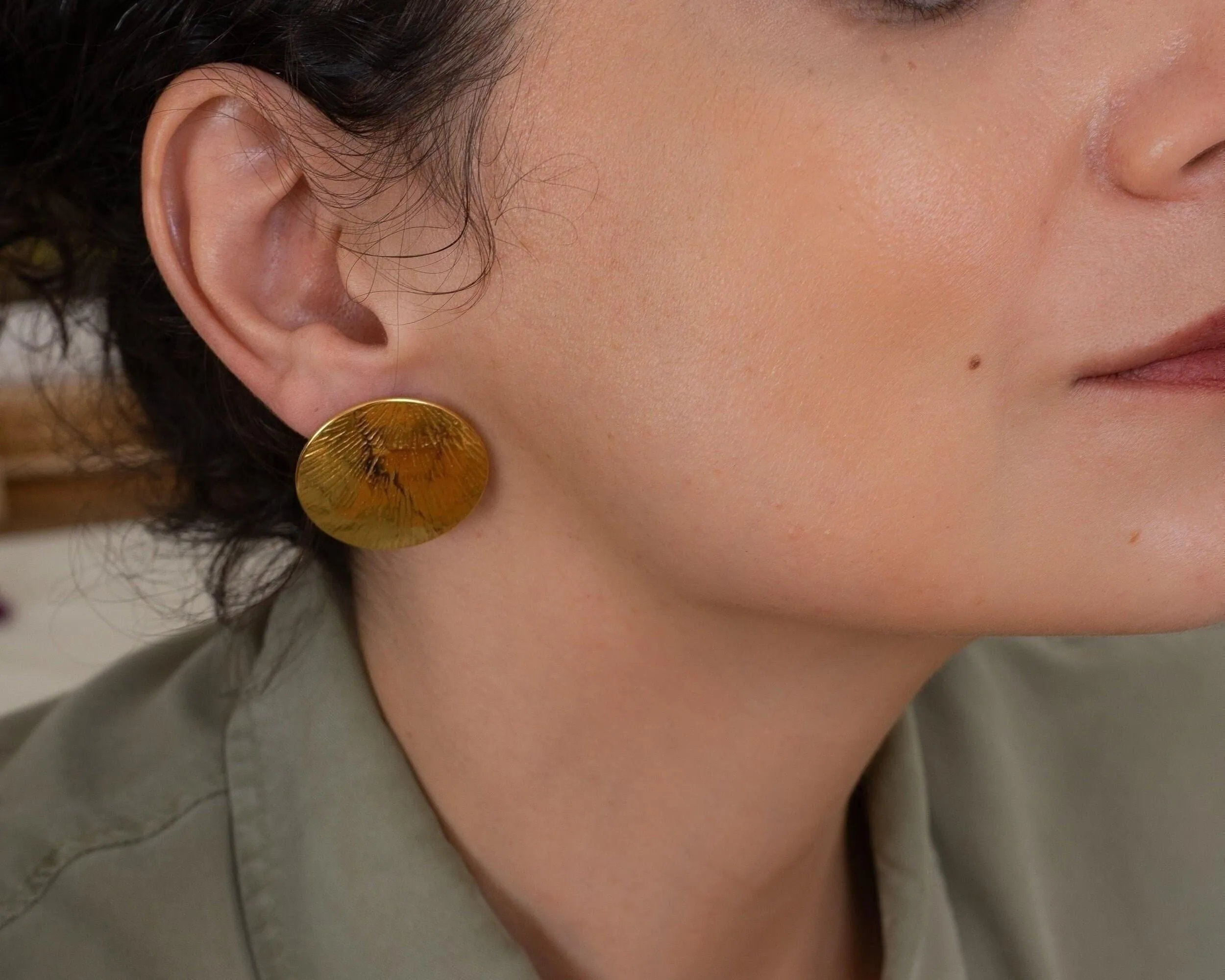 Large Gold Disc Earrings