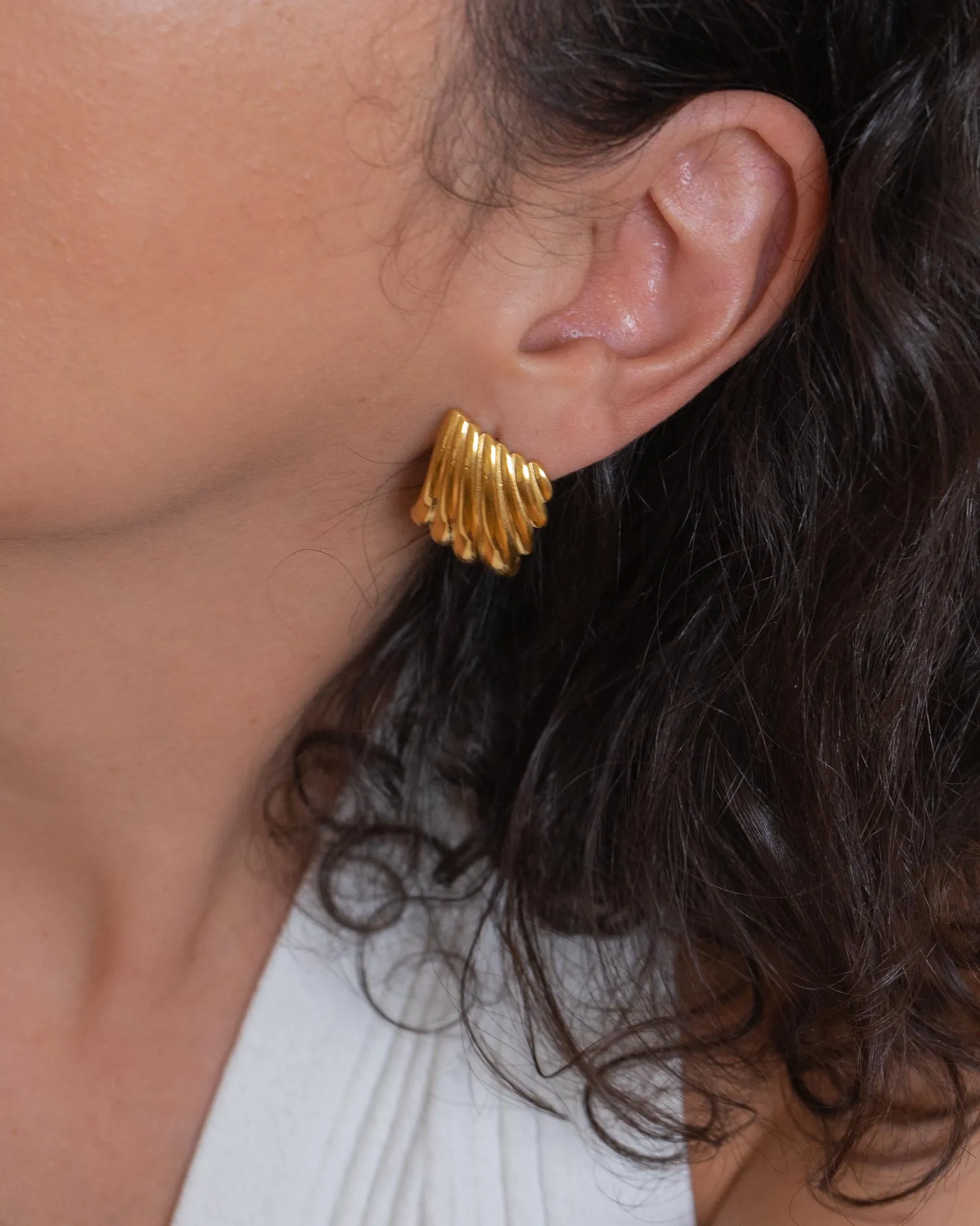 Large Gold Textured Earrings