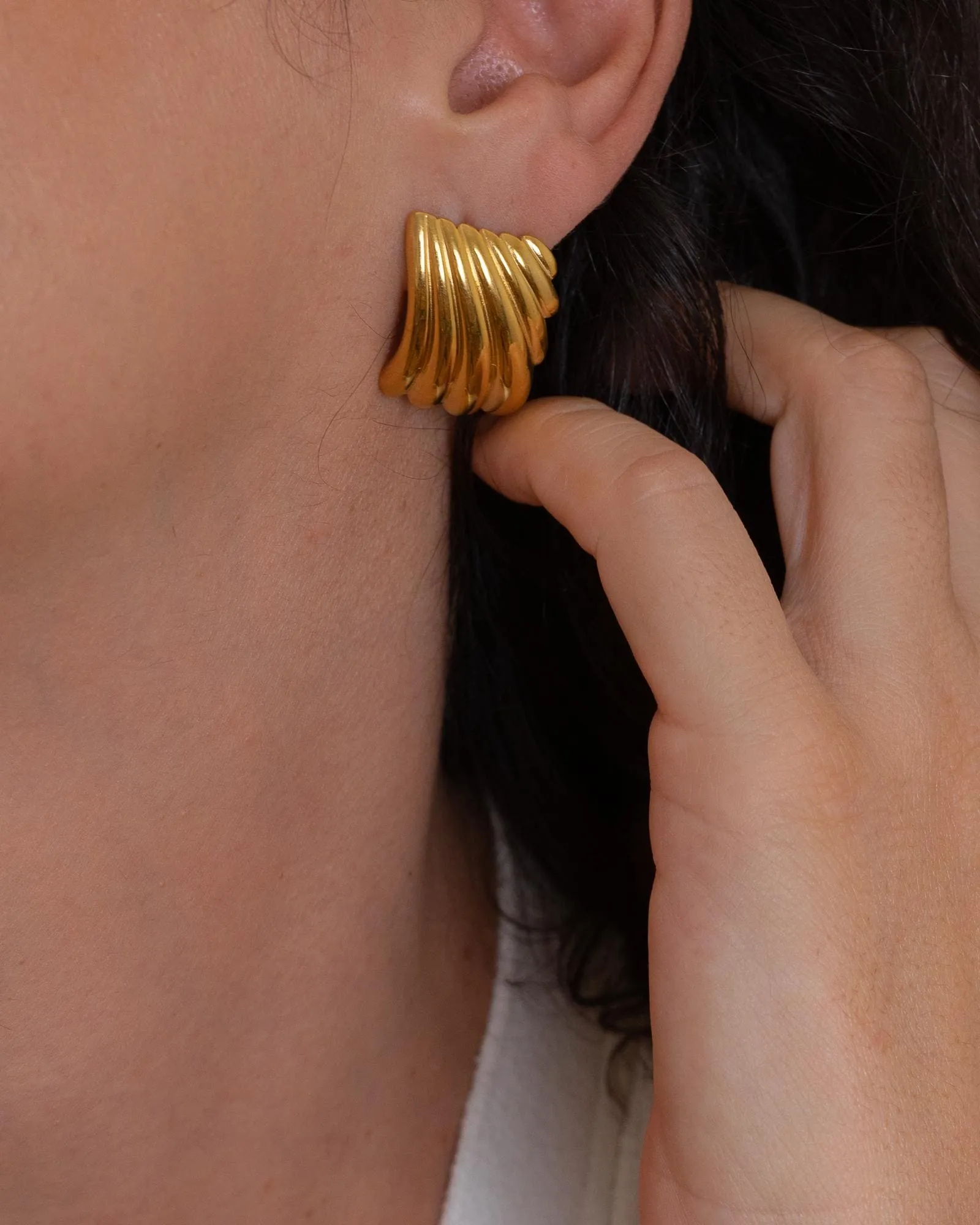 Large Gold Textured Earrings