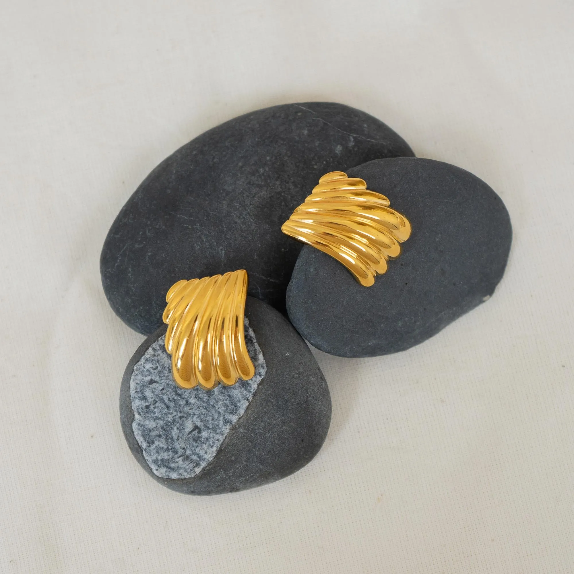 Large Gold Textured Earrings